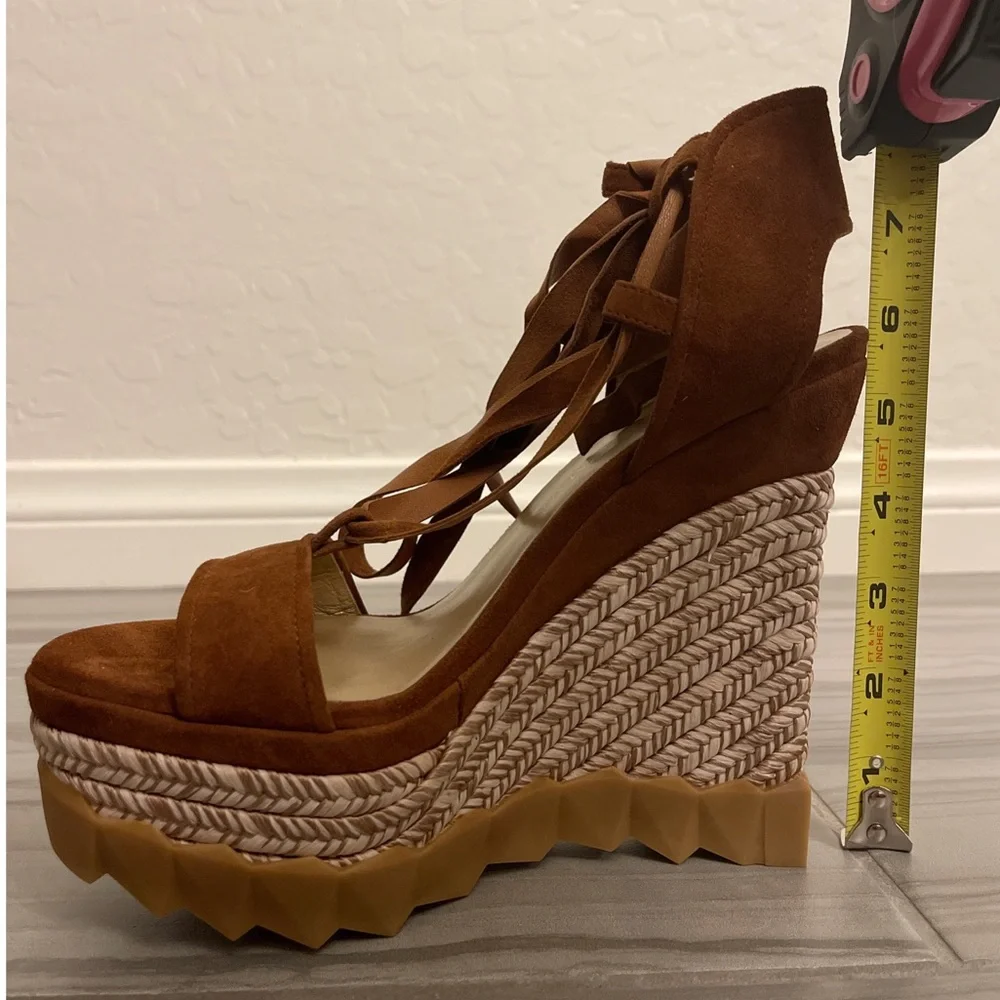 Stuart Weitzman Brown Suede Wedge Sandals - Picture 13 of 13